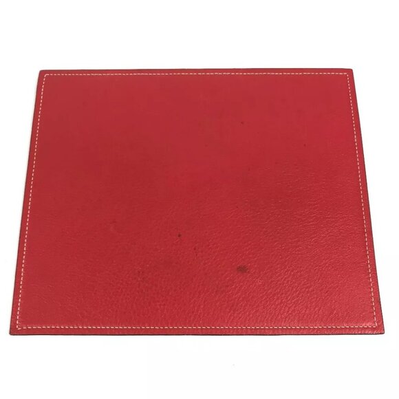 HERMES Bicolor PC PC interior Logo Mouse Pad Leather Red/Brown - Picture 9 of 12